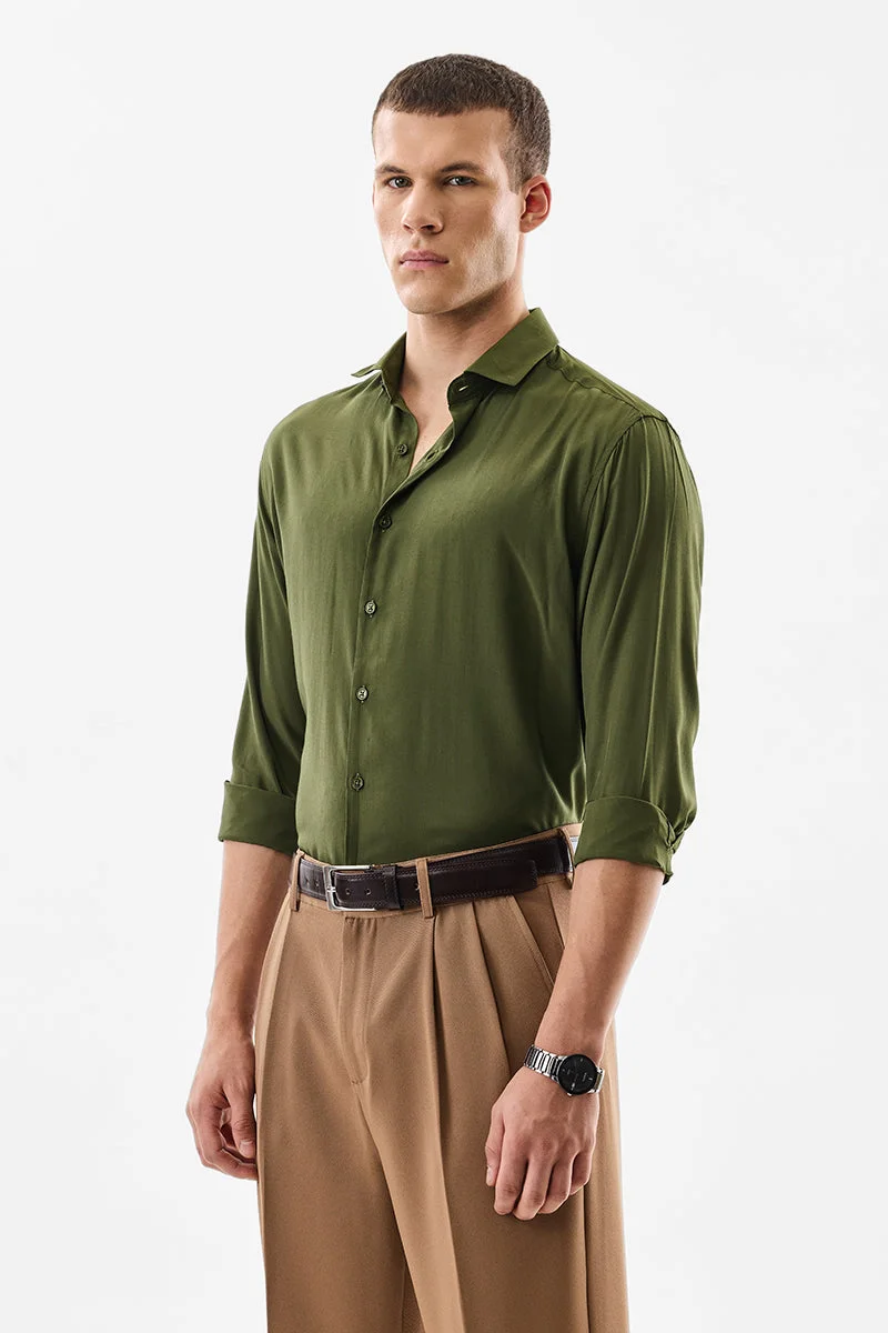 سنيتش Regular Fit Olive Shirt